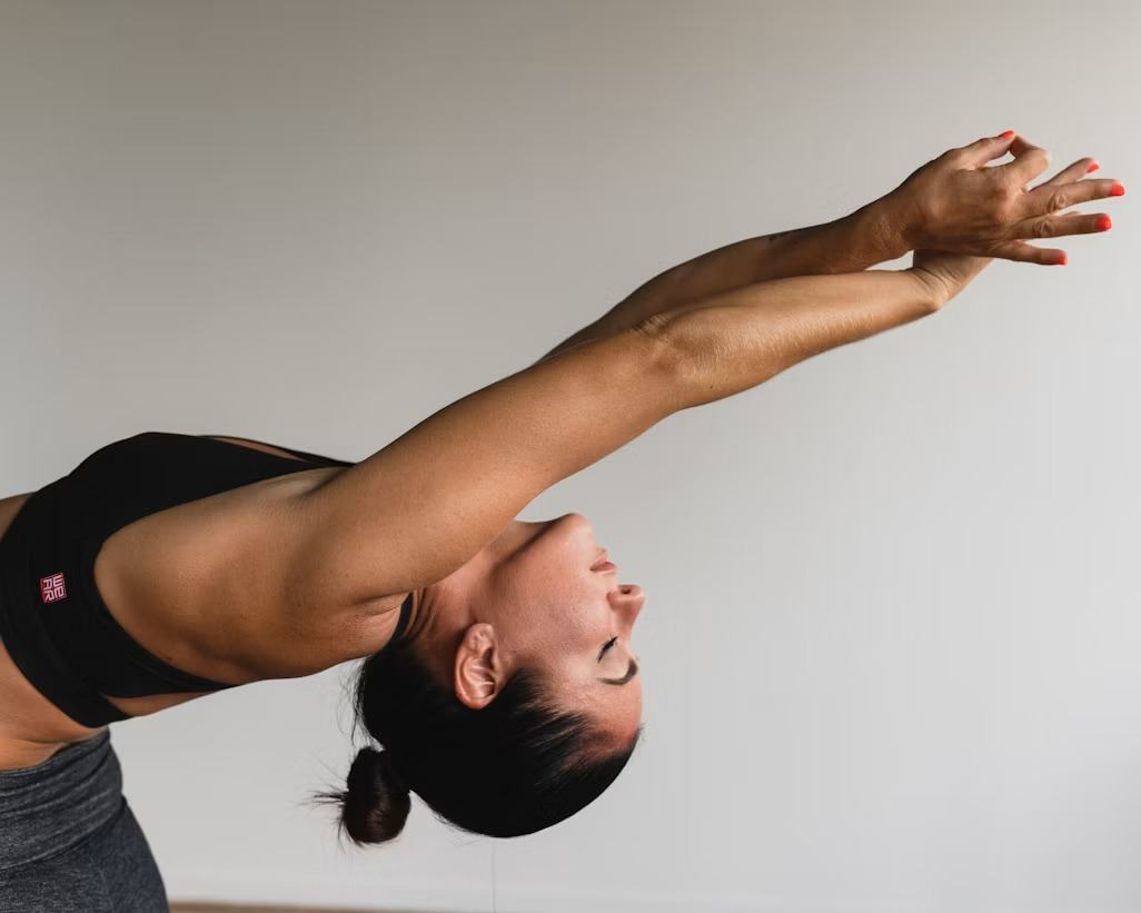 Client stretching after a session Client stretching after a session